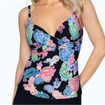 Leilani Boutique Poolside Paisley Gemini Tankini Swim Top with Padded Bra NWT Black Size 6 Photo 1