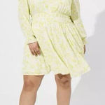 Torrid  White Neon Green Washable Gauze Long Sleeve Skater Dress Size 3X‎ Photo 0