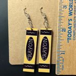 The Bar Yellow Crayon Skinny Dangle Pierced Earrings New Photo 1