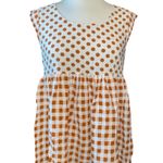 Matilda Jane blouse short cap sleeves gingham skirted button back Sz Med NWOT Photo 0