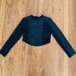 Faux Leather Pu Leather Mock Neck Crop Top Tee T Photo 9