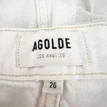 Agolde Parker High Waisted Raw Edge Cut Off Mini Jean Shorts Platinum White 26 Photo 1