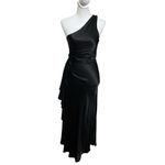 Meshki Black Calliope One Shoulder Maxi Dress Satin Draped Women’s Size XS Photo 2