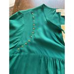 Michael Kors Michael Teal Peasant Blouse XS NWT Boho Top Gold Stud Detail Retro Photo 4