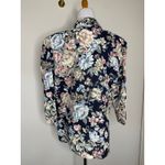 Vintage 90s Floral Blazer Sz Large Lady Carol of NY 3/4 sleeves Blue Photo 1