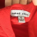 Naked Zebra Open Back Short Sleeve Blouse Red Small Flowy Date Night Spring Top Photo 3