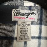 Wrangler  Rancher Womens Flannel Shirt Button Up Blue Plaid Cotton Long Sleeve Photo 1