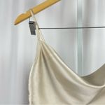 Forever 21 Small Satin Champagne Ruched Crop Top Droop Neck Cowl Formal Elegant Photo 1