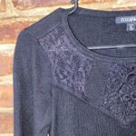 Roz & Ali  Black 3/4 Sleeve Lace Bust Pullover Sweater Size Medium Petite PM Photo 1