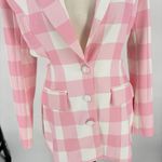 Akira Women's Cut Out Long Sleeve Blazer Dress Pink/White Size Small Chekered Pink Photo 15