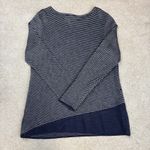 Nic+Zoe This Is Living Navy Blue White Long Sleeve Knit Top Size M Photo 2