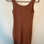 PaperMoon Orange Beige Ribbed Bodycon Mini/Midi Dress SZ S Y2K Sleeveless Casual Photo 6