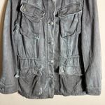 Free People Double Cloth Military Jacket Women's Medium Gray Blue Boho Pockets Photo 8