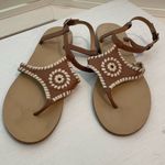 Jack Rogers  Maci Leather Sandals Size 7 Cognac Brown Tan Medallion Coastal Boho Photo 4