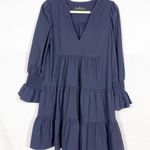 Pomander Place X Tuckernuck Navy Blue Crepe Kenzo Dress Tiered Ruffle Coastal Size M Photo 2