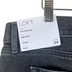Loft NWT Wide Leg Jeans Womens 34P Black High Rise Raw Hem Boho Indie Retro Photo 6