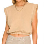 MOTHER The Swiper Crop Top In Bronze Mist 100% Cotton XL Tan Photo 0