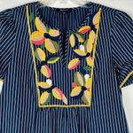 Madewell  Fable Floral Striped Embroidery Short Sleeve Blouse Small Photo 1