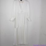 Eloquii NEW White Satin Maxi long sleeves Dress, 18 Photo 2