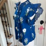 Sugar Lips Avara Anita Top Blue Cotton Floral Blouse Flutter Sleeve New Photo 5