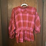 Free People  Pacific Dawn Plaid Shirt Red Combo Size L Photo 3