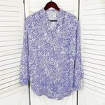 Premiere Vintage Floral Oversized Shirt Button Up Purple White Size 8 Boyfriend Photo 7
