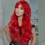 24 Inches Long Ruby Red Synthetic Wig For Women Photo 2