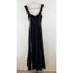 Lulus Dreamy Admiration Long Ruffled Slit Maxi Dress Gown Black Small Photo 2