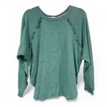 Pilcro Anthropology  Ruffled Raglan Thermal Top in Bottle Green- Size Small Photo 3