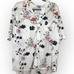 Relay Floral Button Down Blouse White Lightweight Spring Summer Casual Top 4XL Size 4X Photo 0