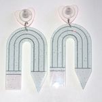 Green Pink Pencil Boho Dangling Fun Funky Retro Earrings Photo 2