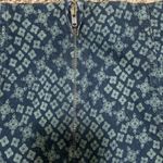 Free People  Denim Stretchy Mini Skirt Size 6 dark blue & green diamond pattern Photo 3