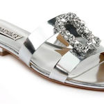 Badgley Mischka Silver Josette Flat Metallic Slide Sandals Photo 0