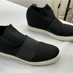 Womans Material Girl Pull On High Top Fashion Sneakers 9 Black Stretch Wedge Photo 0