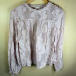 Wilfred Aritzia  Lourdes Women's Pink Floral Sheer Long Sleeve Blouse Size Medium Photo 2