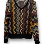 Missoni x Target Multicolor Chevron Earthy Sheer‎ Long Sleeve V Neck Top Sz S Brown Photo 0