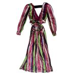 Diane Von Furstenberg  DVF Women’s Jenifer Long Sleeve Cutout Striped Maxi Dress Photo 6