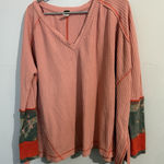 Free People Lovin Leopard Thermal Long Sleeve Shirt Pink Women Size S OB668597 Photo 0