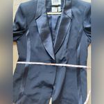 Vintage 90s Sioni Blazer Women’s Size 14 Navy Satin Lapel One Button Blue Photo 2