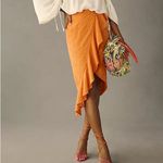 Anthropologie  Maeve Slim Ruffle Orange Wrap Skirt Photo 15