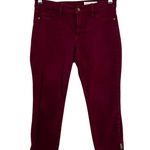 Pistola Crimson Burgundy Frayed Zip Ankle Moto Skinny Jeans size 29 Photo 2