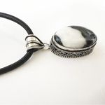 925 Sterling Silver White buffalo Turquoise Necklace Womens Gemstone Jewelry Black Photo 1
