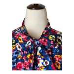 Love moschino Shirt Women 4 Blue Floral Tie Neck Sleeveless Blouse Top Boho Photo 6