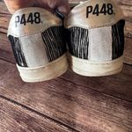 P448 ⭐️ Women’s Sneakers - Size 38 (US 8) - Black/white Suede with Gold Accents Photo 4