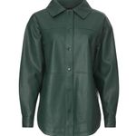 Love, Whit by Whitney Port Faux Leather Shacket in Green, Size L Green Size L Photo 0