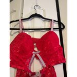 BodyRage Red Lace Bodysuit‎ Lingerie Rhinestone Straps Valentine's Day NEW 1X Photo 5