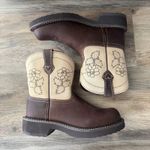 Palitutu Floral Western Boots Women’s US 7.5 Brown Beige Leather Cowboy Boots Photo 3