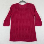 Chico's Crochet Knit Top Pink 3/4 Sleeve Blouse Womens Size 1 Medium Open Weave Photo 6