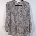 Pins and Needles Button Front Longsleeve Leopard Animal Print Sheer Women Medium Tan Photo 0