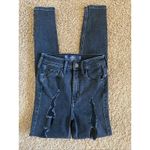 Hollister  Black Distressed Ripped Ultra High Rise Super Skinny Denim Jeans 00S Photo 0